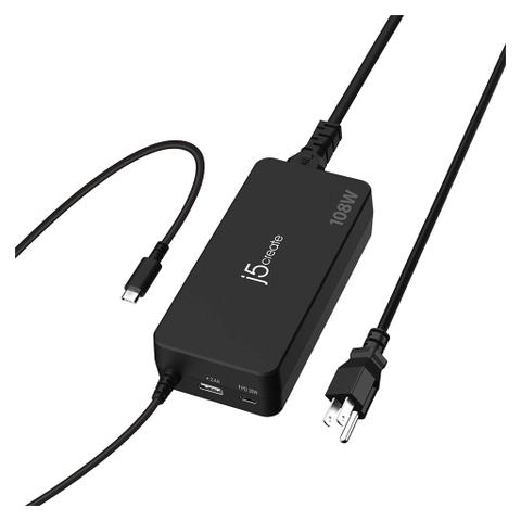 j5create 108W Fast GaN 3-Port USB-C + USB-A Charger
