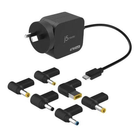 j5create 67W Fast GaN USB-C Wall Charger w/ 6 DC Converter
