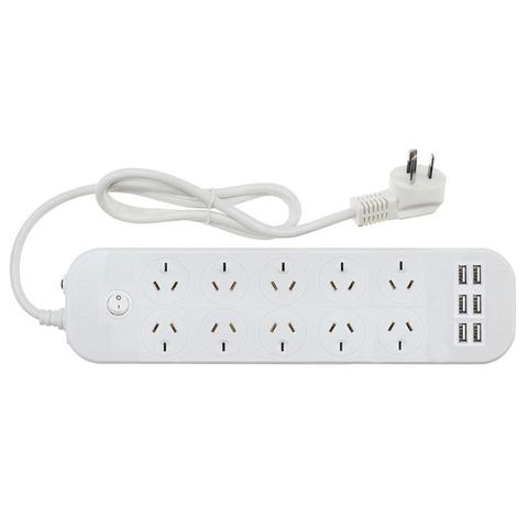 Jackson 10-Outlet Surge Protected Powerboard with 6 USB Charging Ports