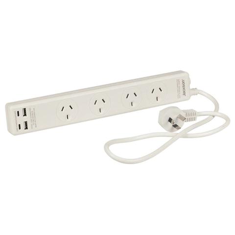 Jackson 4-Outlet Surge Protected Powerboard with 4 Multi-USB Charging Ports