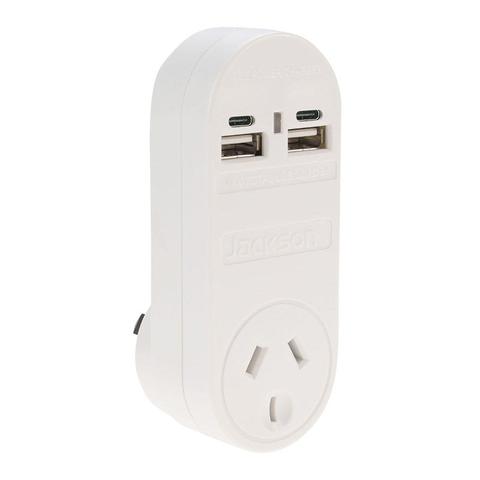 Jackson Outlet Power Adapter with 4 Multi-USB Charging Ports