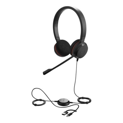 Jabra Evolve 20 SE UC Stereo Wired Office Headset with Mic - USB C & A - PC & Mac