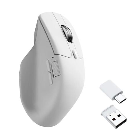 Keychron M6 Ergonomic Wireless Optical Mouse - White - All Silent Micro Switches