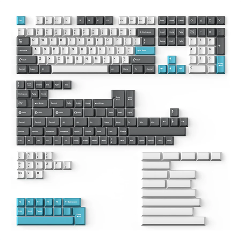 Keychron Cherry Profile Double-shot PBT Keycaps Set - Grey, White & Blue (218 Keys)