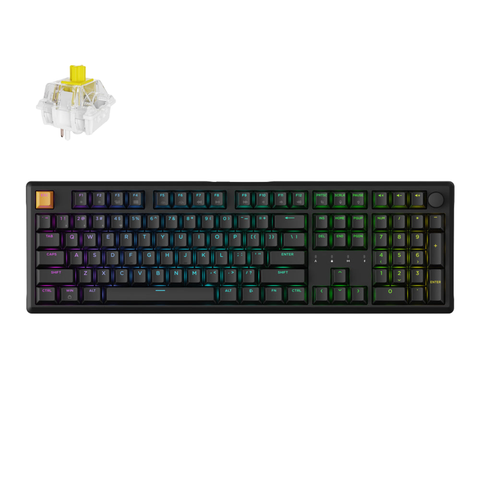 Keychron J5 QMK Wireless Full Size Shine Through Mechanical Keyboard - Black - Banana Switch