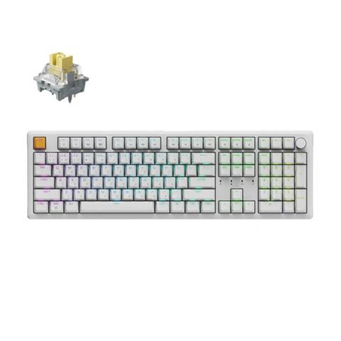 Keychron J5 QMK Wireless Full Size Shine Through Mechanical Keyboard - White - Banana Switch