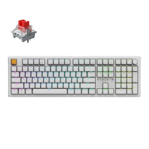 Keychron J5 QMK Wireless Full Size Shine Through Mechanical Keyboard - White - Red Switch