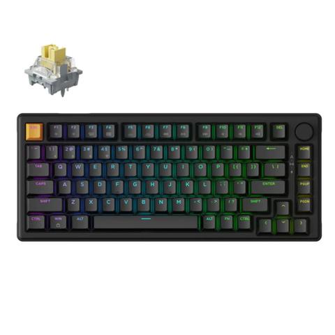 Keychron J2 QMK RGB Black Hot-Swappable Wireless Mechanical Keyboard - Apex Banana Switches