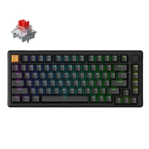 Keychron J2 QMK RGB Black Hot-Swappable Wireless Mechanical Keyboard - Apex Red Switches