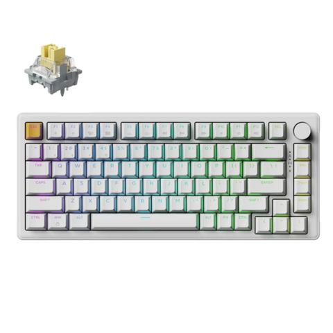 Keychron J2 QMK RGB White Hot-Swappable Wireless Mechanical Keyboard - Apex Banana Switches