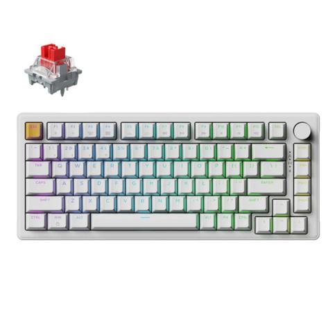 Keychron J2 QMK RGB White Hot-Swappable Wireless Mechanical Keyboard - Apex Red Switches
