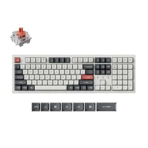 Keychron K10 Ultra Full Size 8K Wireless Custom Mechanical Keyboard - White - Silent Red Switch