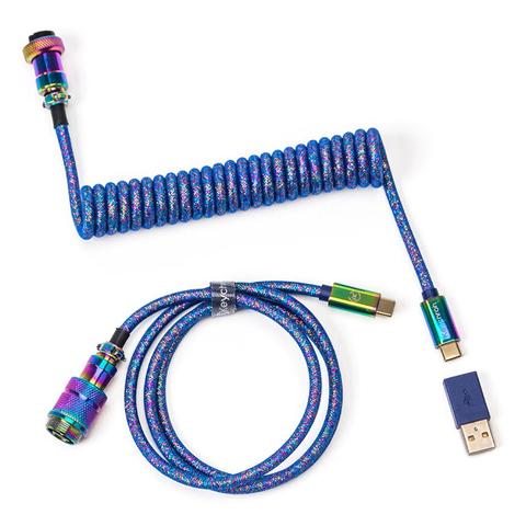 Keychron Premium Coiled Aviator Cable Rainbow Plated (Blue/Straight)