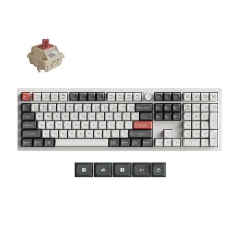 Keychron Q6 Ultra 8K Wireless Custom Mechanical Keyboard - White - Keychron Silk POM Switch - Red