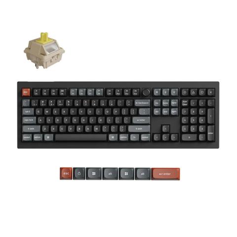 Keychron V6 Ultra 8K Wireless Custom Mechanical Keyboard - Black - Keychron Silk POM Switch - Banana