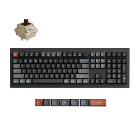 Keychron V6 Ultra 8K Wireless Custom Mechanical Keyboard - Black - Keychron Silk POM Switch - Brown