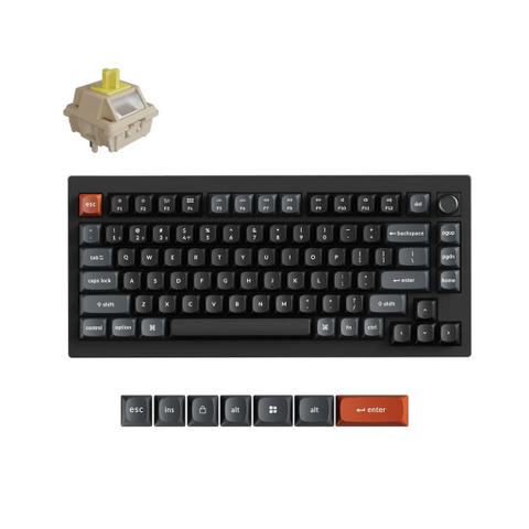 Keychron V1 Ultra 8K Wireless Custom Mechanical Keyboard - Black - Keychron Silk POM Banana Switch