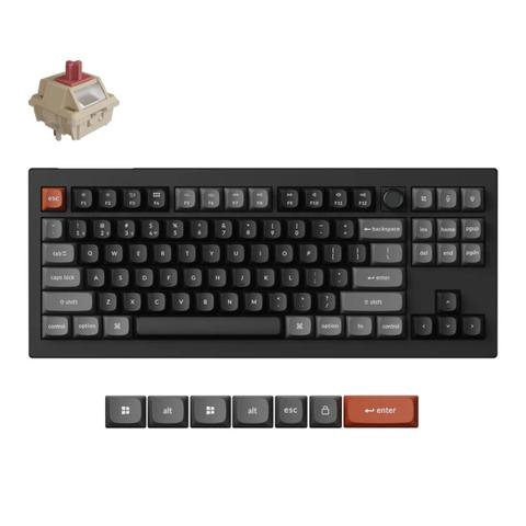 Keychron V3 Ultra 8K Wireless Custom Mechanical Keyboard - Black - Keychron Silk POM Switch - Red
