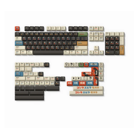 KeyTok BERRY Low-Profile Black Classic Godzilla Keycaps 173pcs Set
