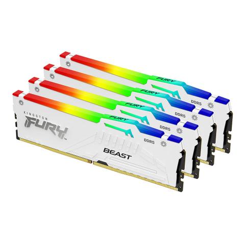 Kingston FURY Beast RGB 128GB (4x 32GB) DDR5 5600MHz Desktop Memory - White