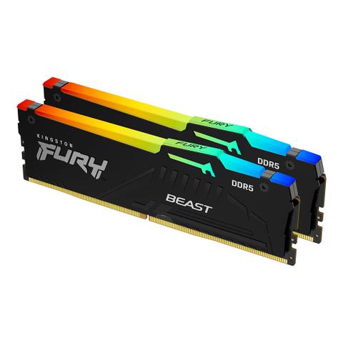 Kingston FURY Beast RGB 64GB (2x 32GB) DDR5 6000MHz INTEL XMP & AMD EXPO READY Desktop Memory - Black