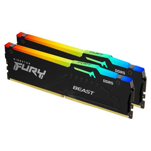 Kingston FURY Beast RGB 16GB (2x 8GB) DDR5 6000MHz CL36 AMD Desktop Memory - Black