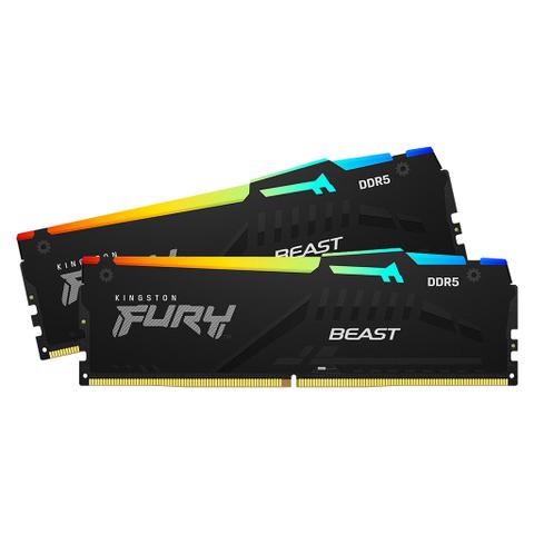 Kingston FURY Beast RGB 64GB (2x 32GB) DDR5 6000MHz CL36 Intel XMP & AMD EXPO READY Desktop Memory - Black