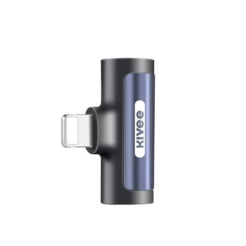 Kivee AD11 Lightning to Lightning Audio & Charging Adapter - Black