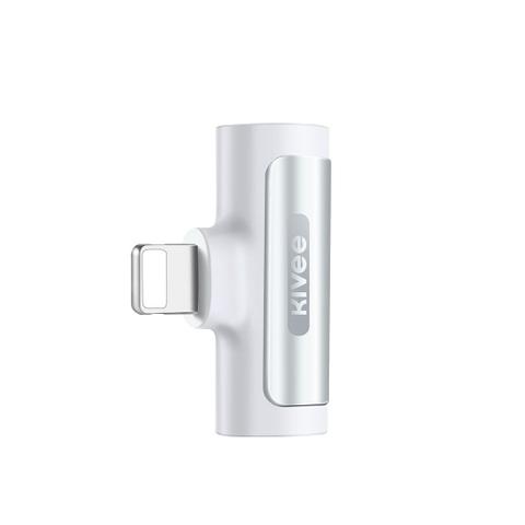 Kivee AD11 Lightning to Lightning Audio & Charging Adapter - White