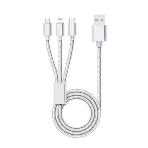 Kivee CH061 1.2m USB to 3-in-1 Charging Cable - Silver