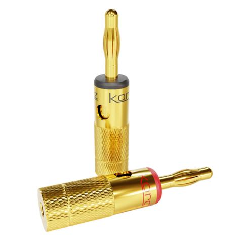 Kordz ONE Gold Side Entry Banana Plugs - Red (Tray of 20)