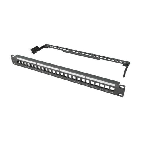 Kordz PRO 24-Port 1U Unloaded Shielded Modular Keystone Patch Panel - Black