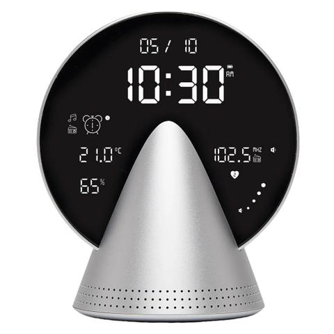 Lexon Conic Radio Alarm Clock With FM & Built-In Bluetooth Speaker - Alu Polish