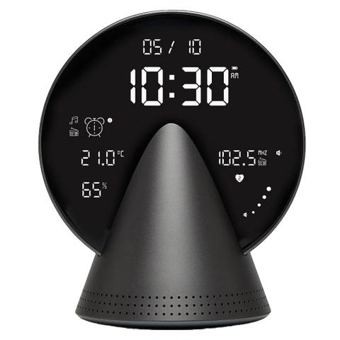 Lexon Conic Radio Alarm Clock With FM & Built-In Bluetooth Speaker - Grey