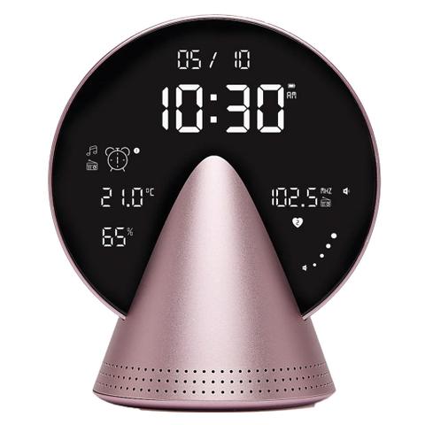 Lexon Conic Radio Alarm Clock With FM & Built-In Bluetooth Speaker - Pink