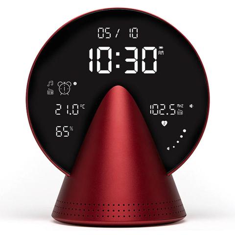 Lexon Conic Radio Alarm Clock With FM & Built-In Bluetooth Speaker - Red