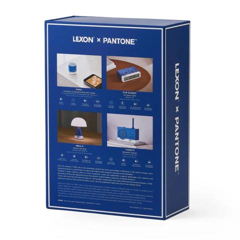 Lexon GIFT Set PANTONE - Includes Mino+ Mini Speaker, Flip Classic Clock, Mina M Lamp, Thykho 3 Speaker - Classic Blue