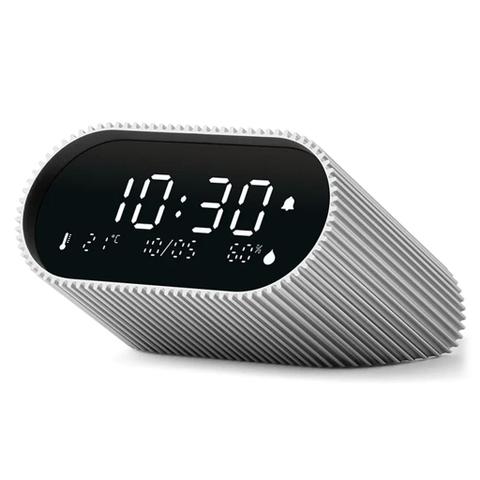 Lexon Ray Clock LCD Alarm Clock With Temperature / Humidity Display - Alu Polish