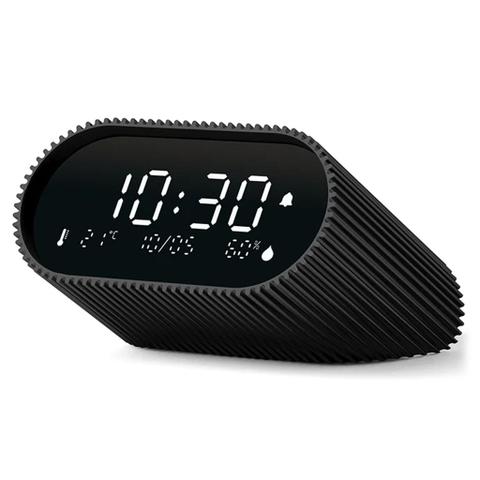 Lexon Ray Clock LCD Alarm Clock With Temperature / Humidity Display - Black