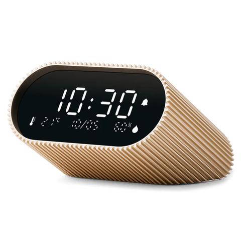 Lexon Ray Clock LCD Alarm Clock With Temperature / Humidity Display - Gold