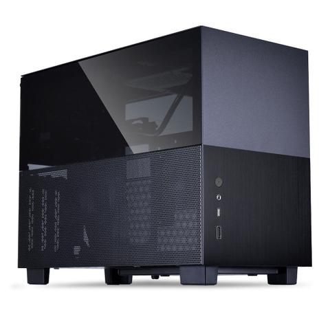 Lian Li Q58 Mesh/Tempered Glass Mini-ITX Case with PCIe 3.0 Riser Cable - Black