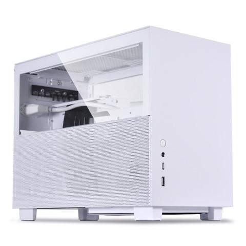 Lian Li Q58 Mesh/Tempered Glass Mini-ITX Case with PCIe 4.0 Riser Cable - White