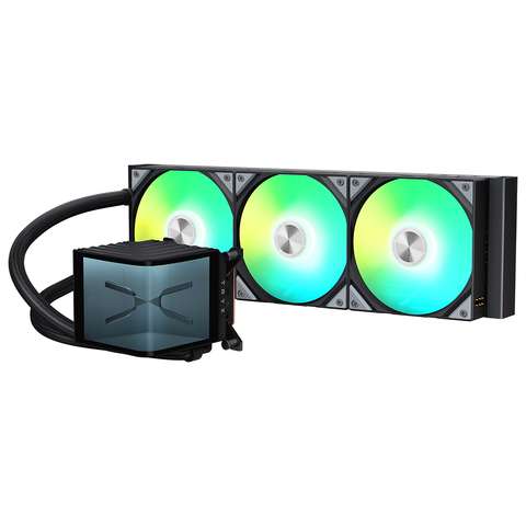 TRYX PANORAMA ARGB L-Shaped AMOLED 360mm Liquid CPU Cooler - Black