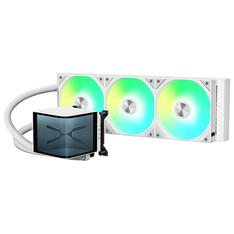 TRYX PANORAMA ARGB L-Shaped AMOLED 360mm Liquid CPU Cooler - White