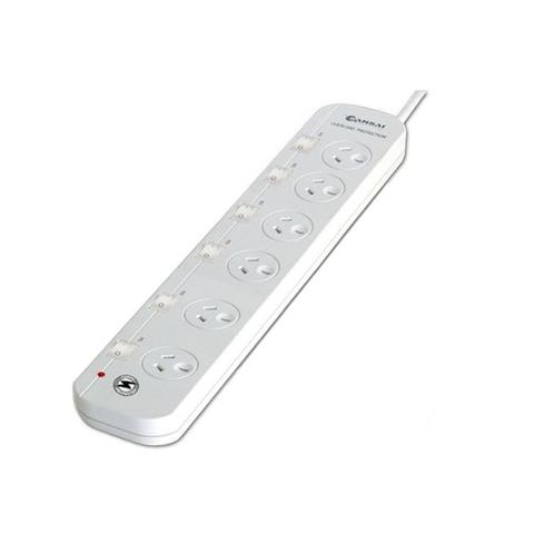 Power Board with Individual Switches 6-Outlets 1m Cable