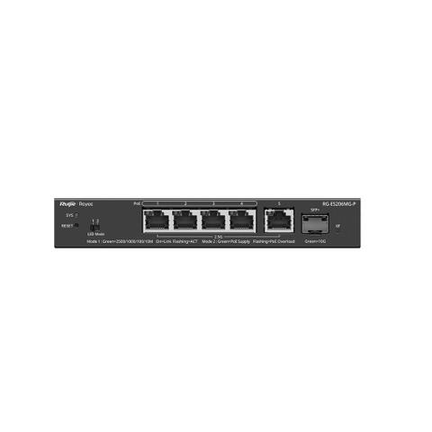Ruijie RG-ES206MG-P 5-Port 2.5Gbps Smart Cloud Managed Switch w/ 4-Port PoE+ & 1 SFP Ports