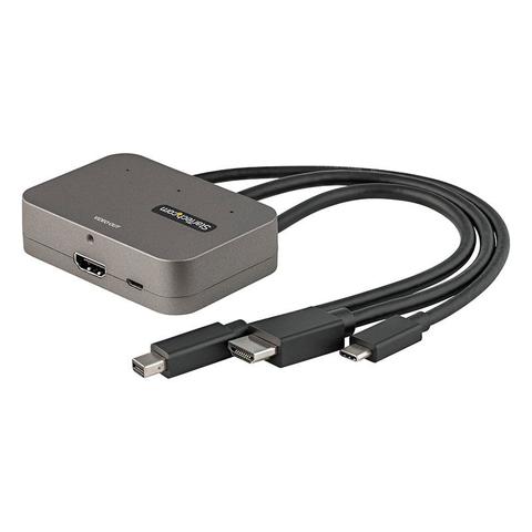 StarTech 3-in-1 Multiport to HDMI Adapter - 4K USB-C, HDMI or Mini DP to HDMI