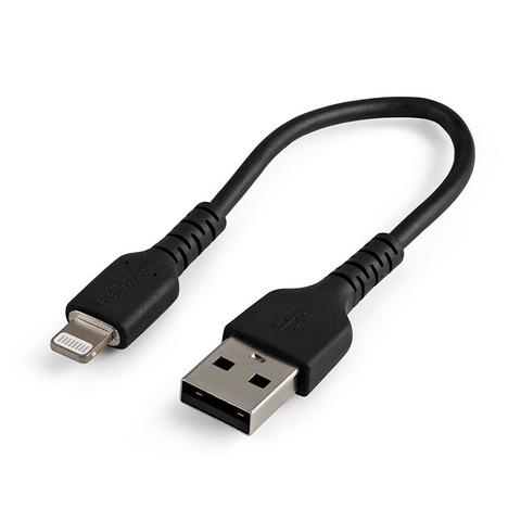 StarTech 6"/15cm Durable USB-A to Lightning Cable MFi Certified, Black