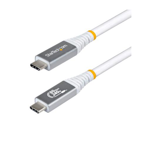 StarTech 1m 240W USB4 Thunderbolt 4 USB-C to USB-C Cable - USB-IF Certified White