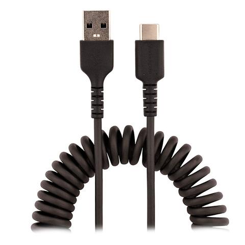 StarTech 50cm USB-A to USB-C Rugged Coiled Charging Cable - Black